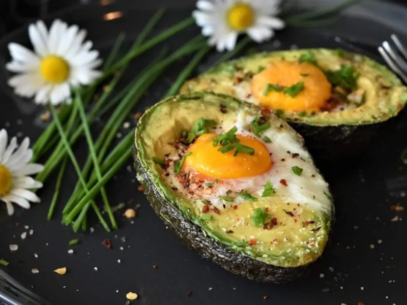 Huevos al horno con aguacate