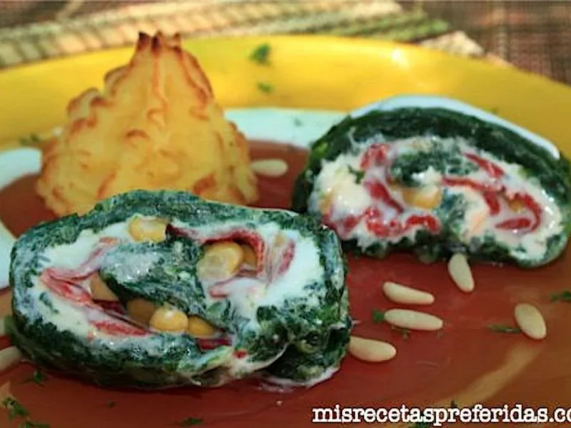 Delicia de espinacas con queso y pimiento