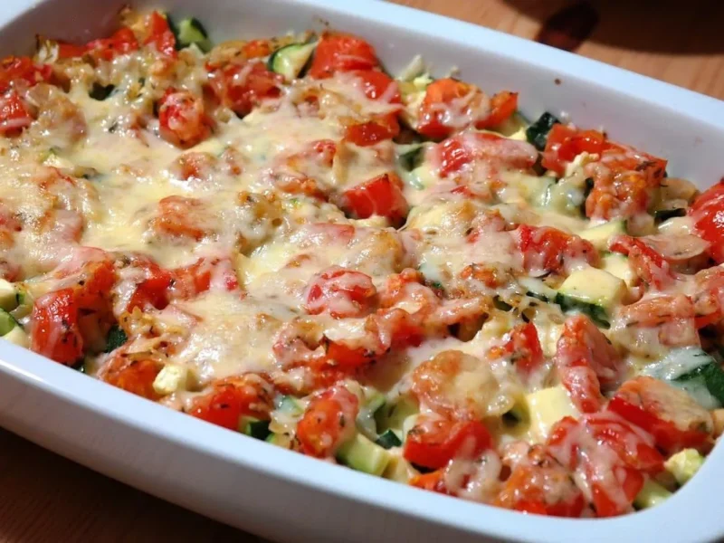 Verduras con coñac y queso con base de patatas