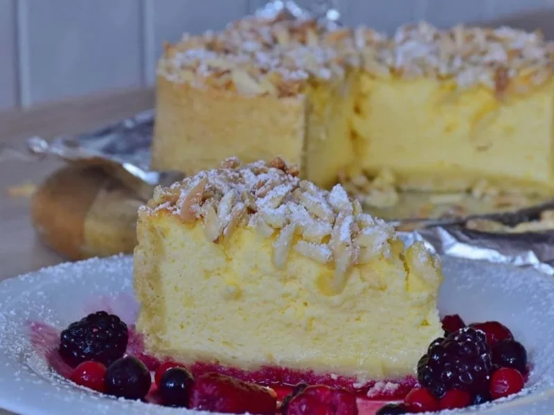 Tarta de ricotta con piñones