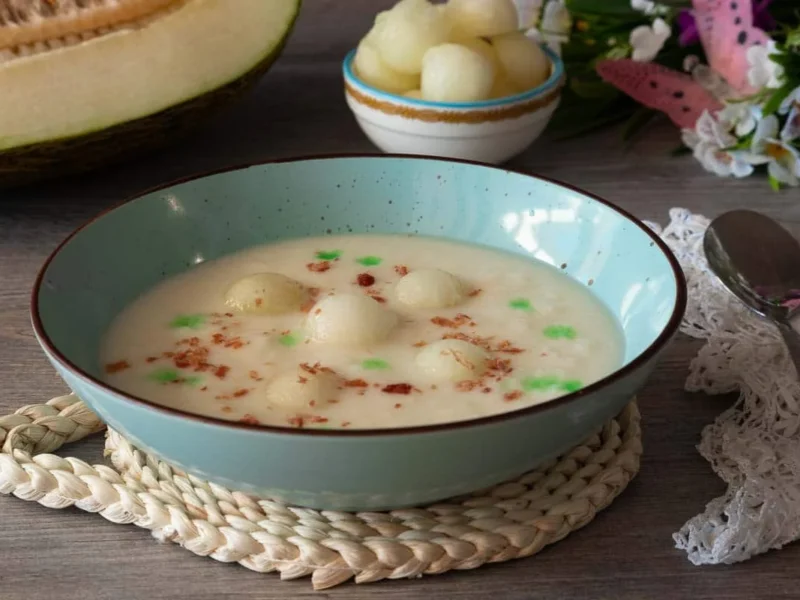 Sopa helada de melón con jamón