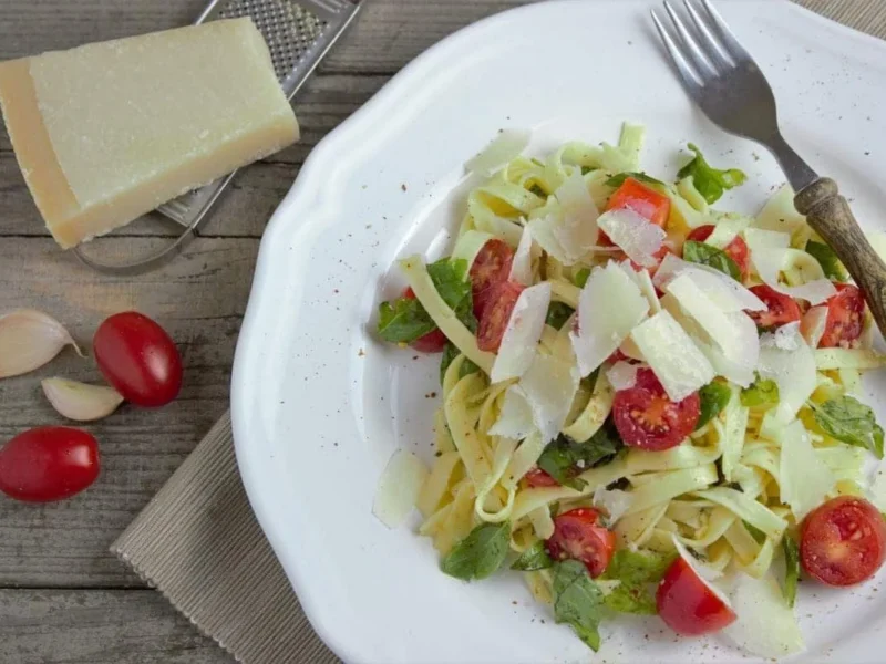 Tallarines con parmesano y cherry