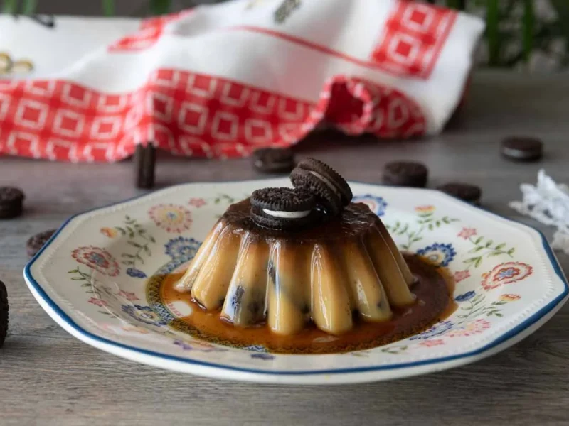 Flan de galletas oreo