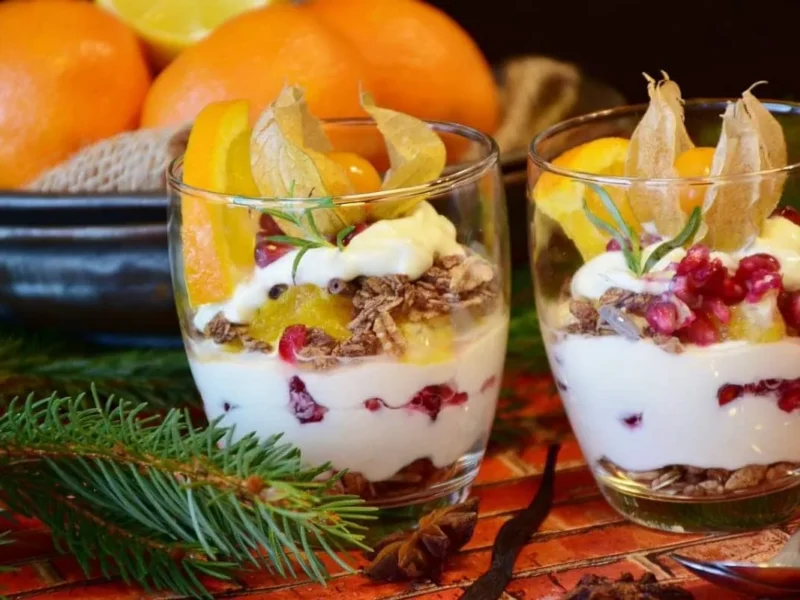 Mousse de requesón con frutas